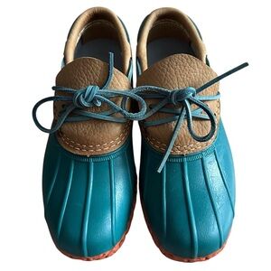 L.L. Bean Women's Rubber Moc Duck Boots – Teal & Orange Limited Edition - Size 6